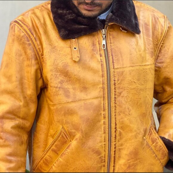 AMJ Lloyd Luxury Orange-Patina Premium Original Leather Jacket for Men - Picture 5 of 12